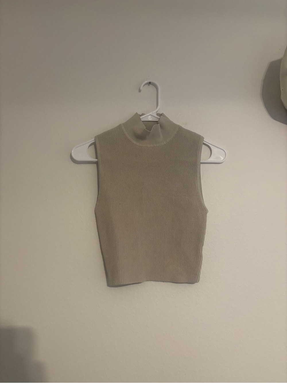 Babaton Ribbed Sleeveless Mock Neck Tank - Taupe